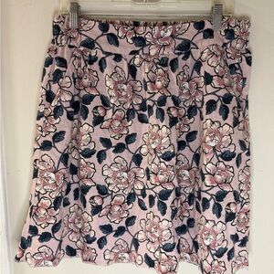 LOFT Pink Floral Midi Skirt